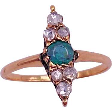 Victorian Tourmaline and Diamond Navette Ring .76… - image 1