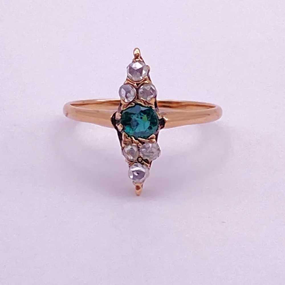 Victorian Tourmaline and Diamond Navette Ring .76… - image 2