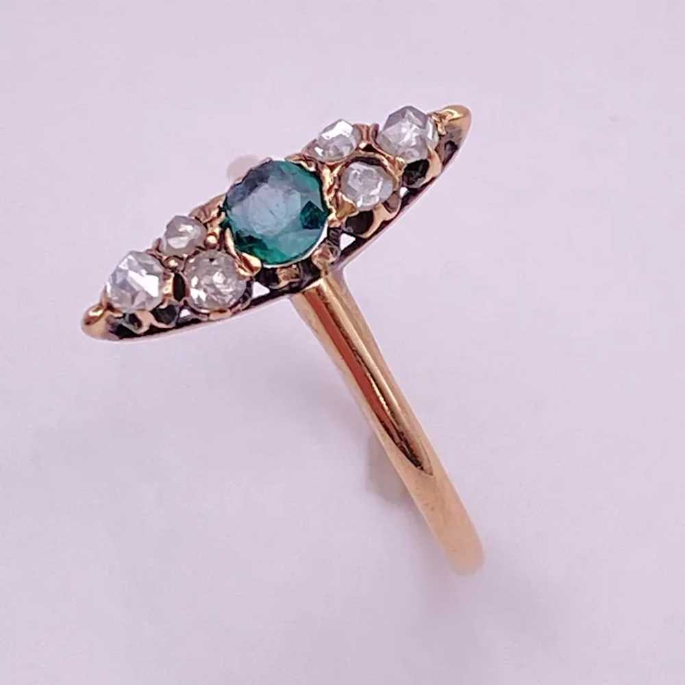 Victorian Tourmaline and Diamond Navette Ring .76… - image 3