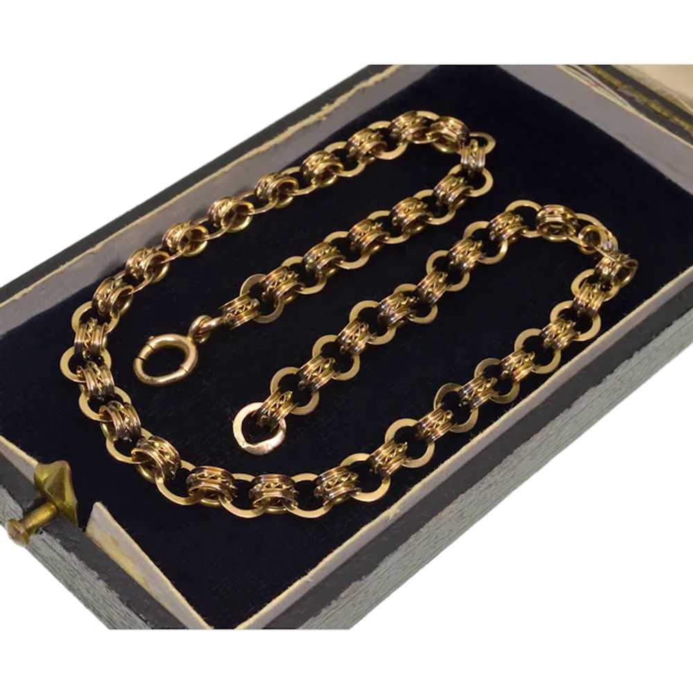 Antique Victorian 10K Gold Fancy Link Chain Neckl… - image 1