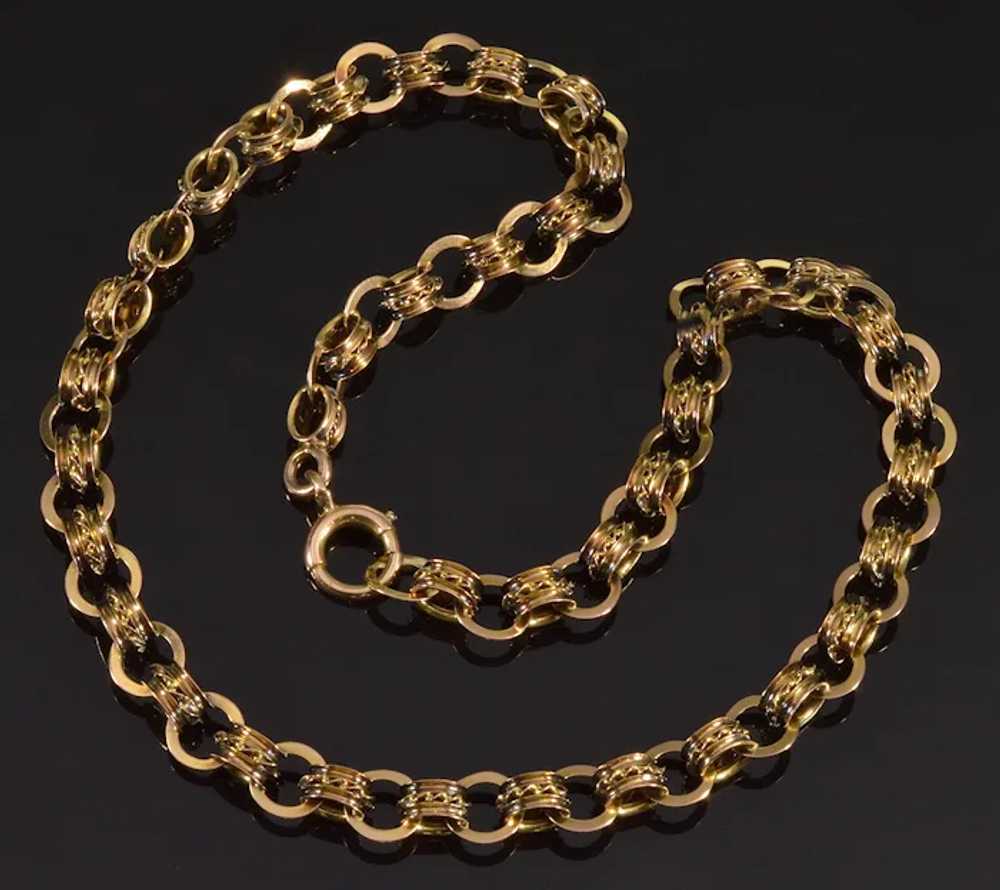 Antique Victorian 10K Gold Fancy Link Chain Neckl… - image 3