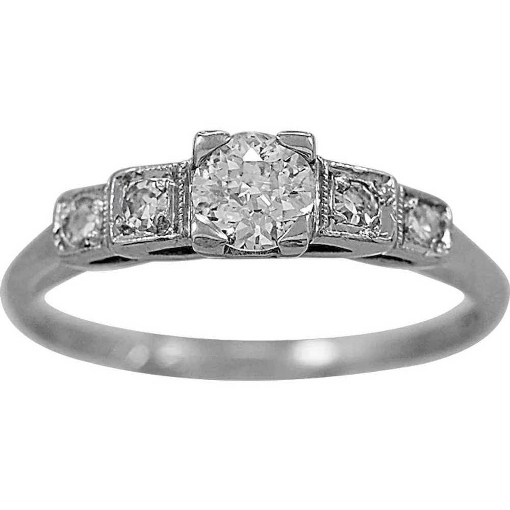 Art Deco .37ct. Diamond & Platinum Antique Engage… - image 1