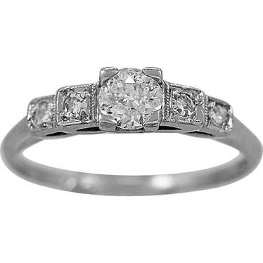 Art Deco .37ct. Diamond & Platinum Antique Engage… - image 1