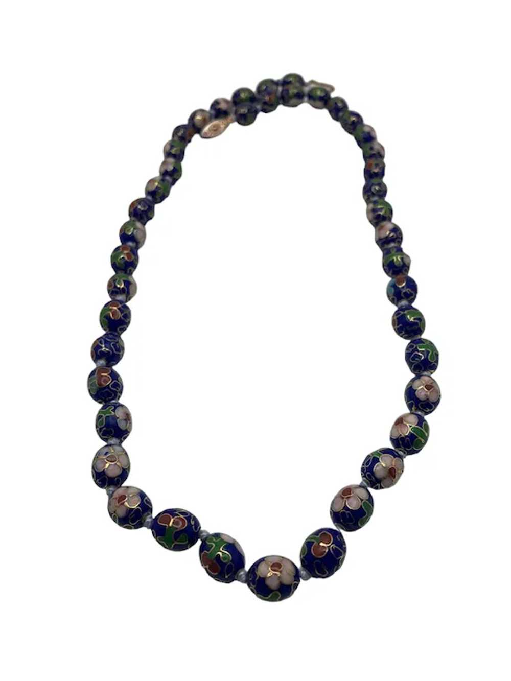 Vintage Chinese Cloisonne Oval Bead Necklace - image 2