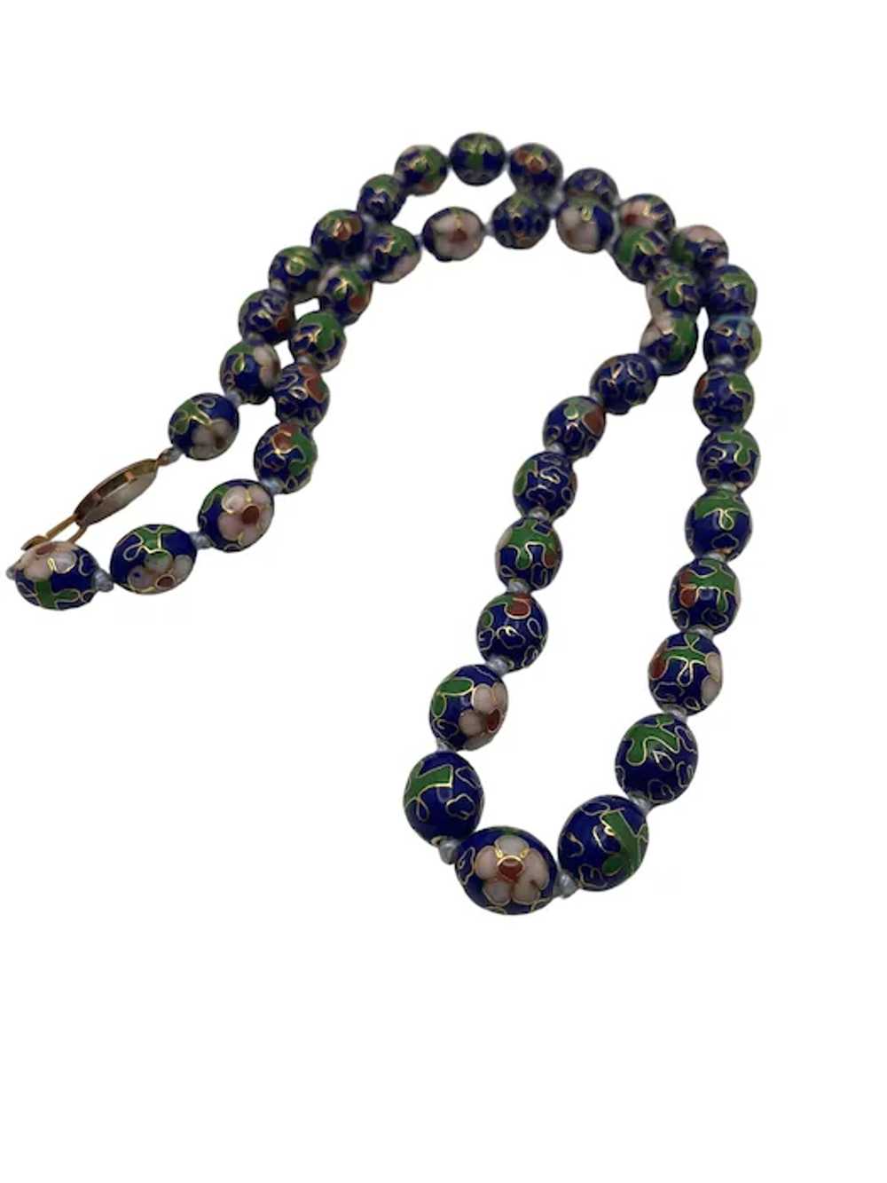 Vintage Chinese Cloisonne Oval Bead Necklace - image 4