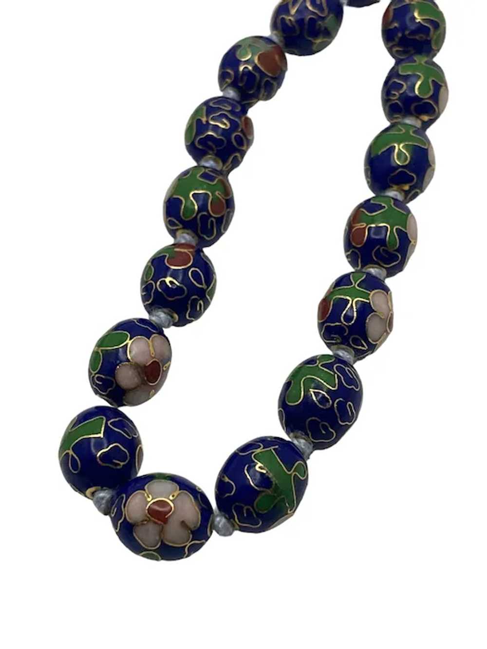 Vintage Chinese Cloisonne Oval Bead Necklace - image 6