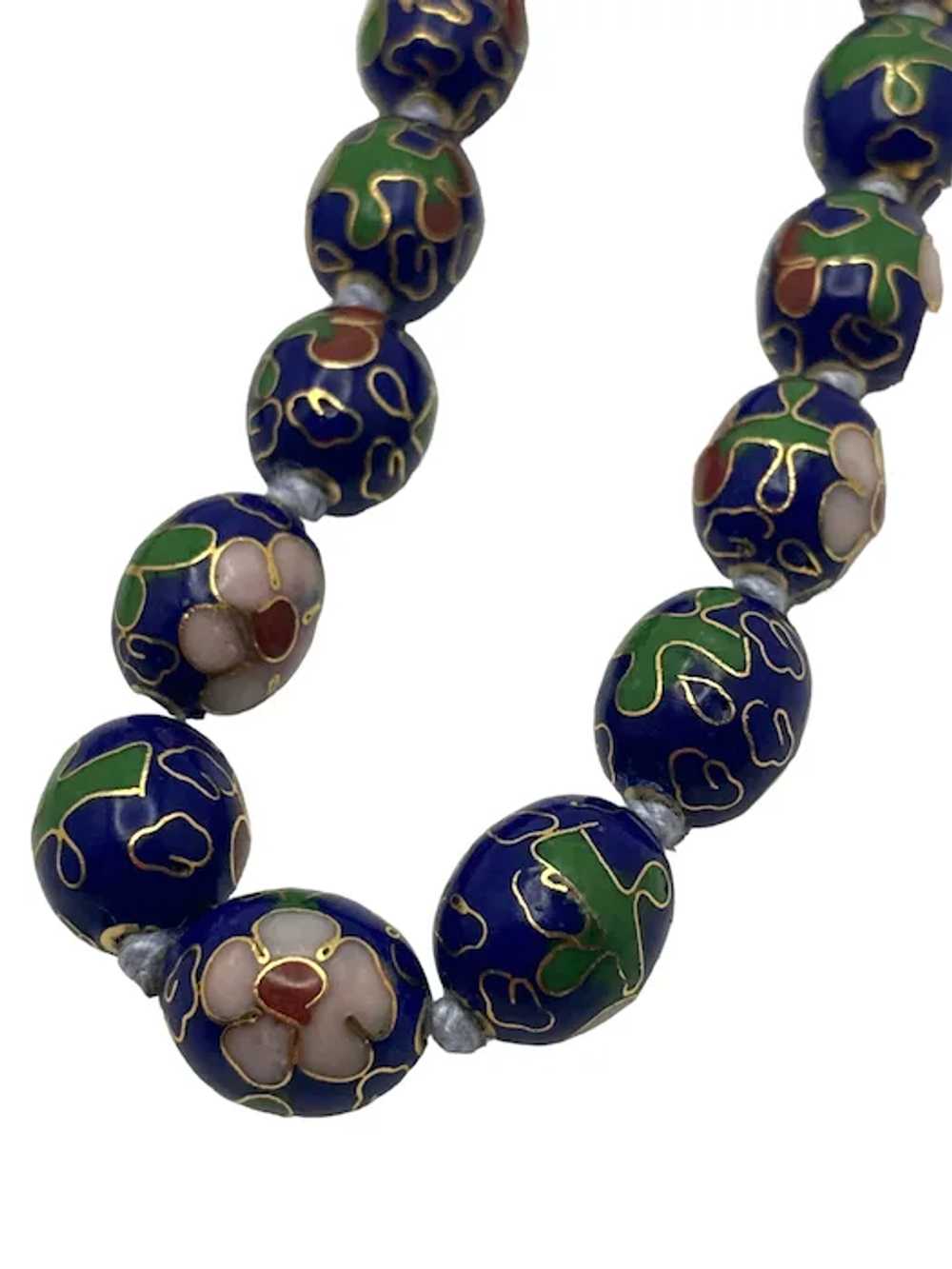 Vintage Chinese Cloisonne Oval Bead Necklace - image 7