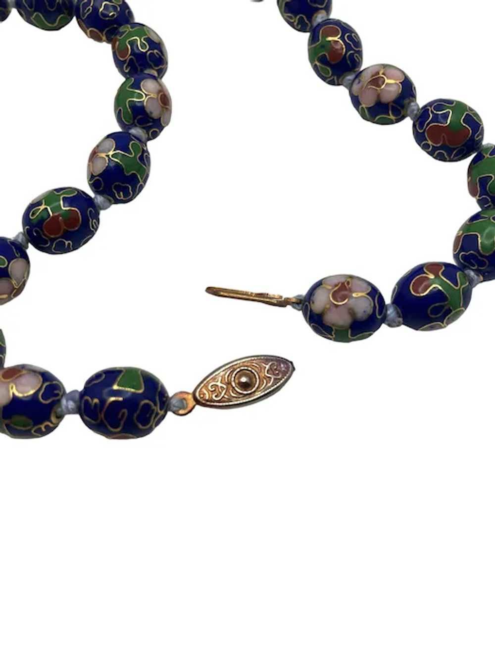 Vintage Chinese Cloisonne Oval Bead Necklace - image 9