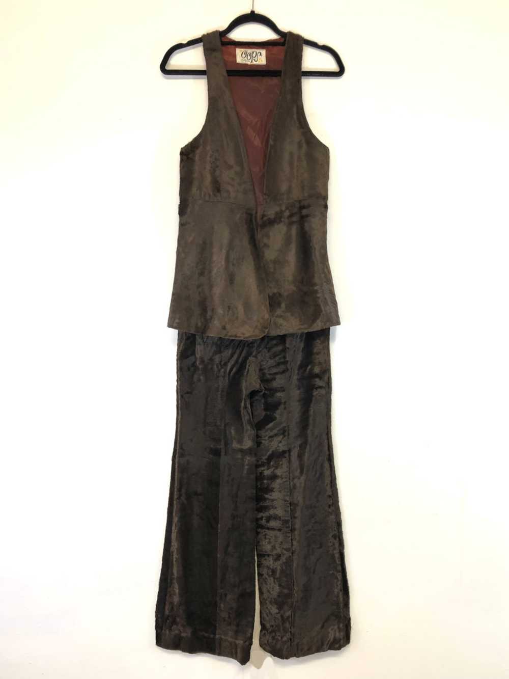 Oops California Brown Velvet Pants & Vest Set (2-… - image 1