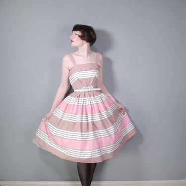 HOLYROOD 50s CHOCOLATE BROWN AND PINK STRIPE FULL… - image 1