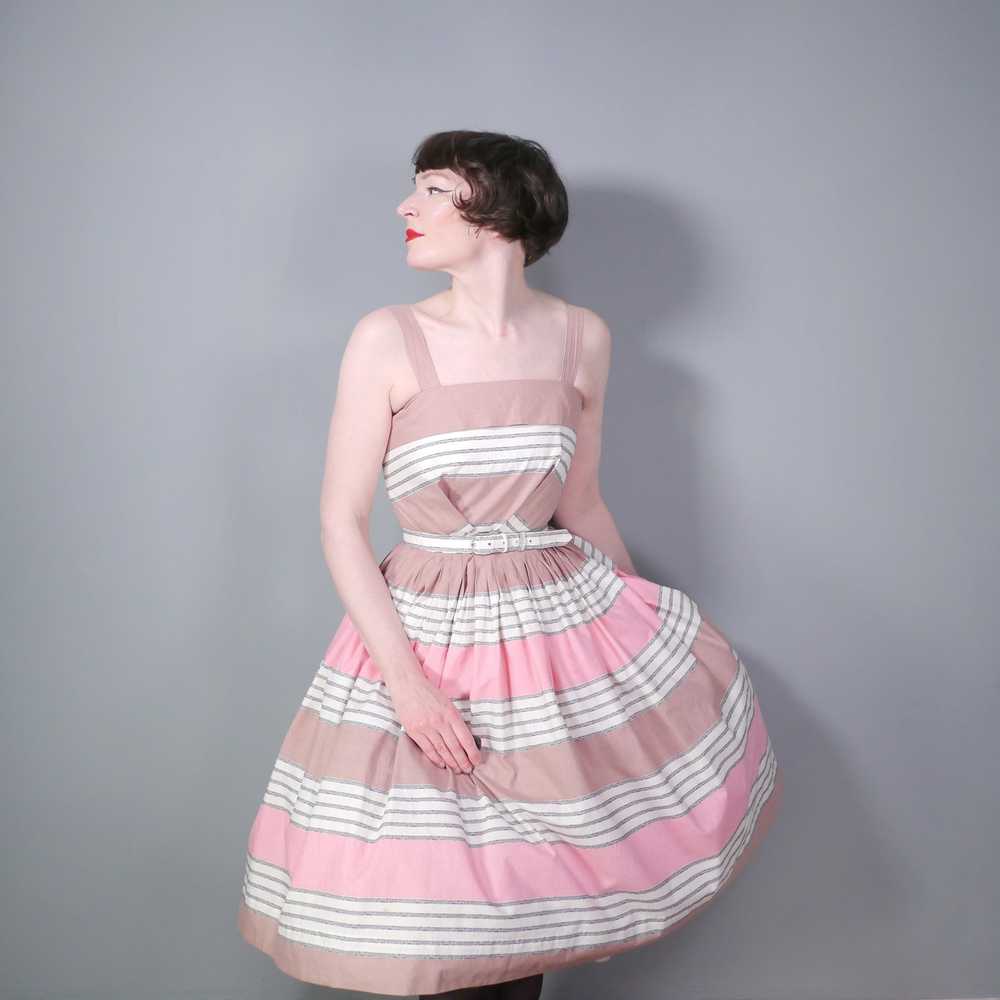 HOLYROOD 50s CHOCOLATE BROWN AND PINK STRIPE FULL… - image 2