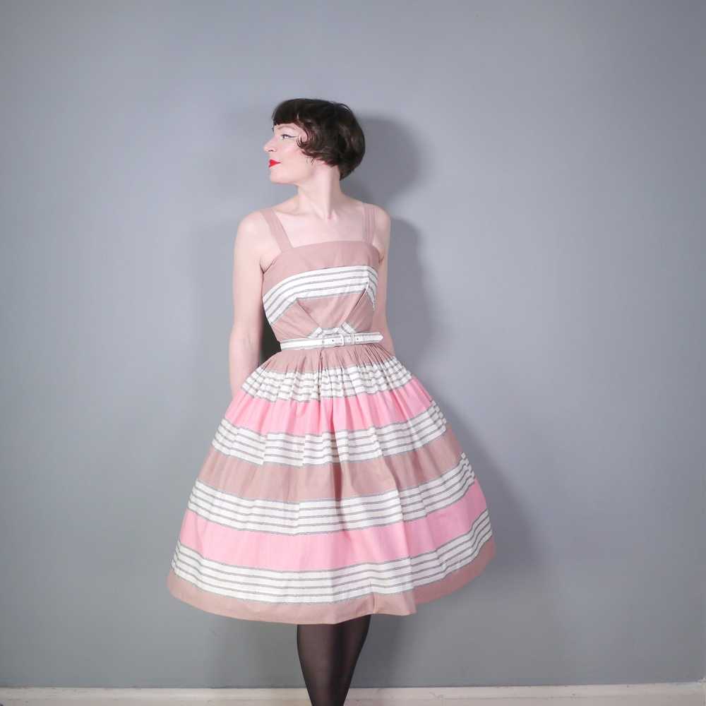 HOLYROOD 50s CHOCOLATE BROWN AND PINK STRIPE FULL… - image 3