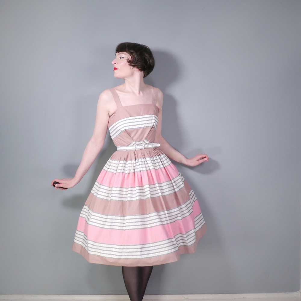 HOLYROOD 50s CHOCOLATE BROWN AND PINK STRIPE FULL… - image 4