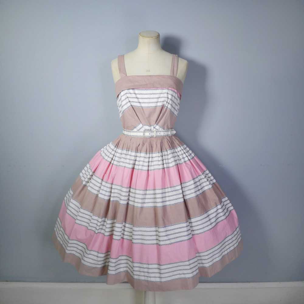 HOLYROOD 50s CHOCOLATE BROWN AND PINK STRIPE FULL… - image 5