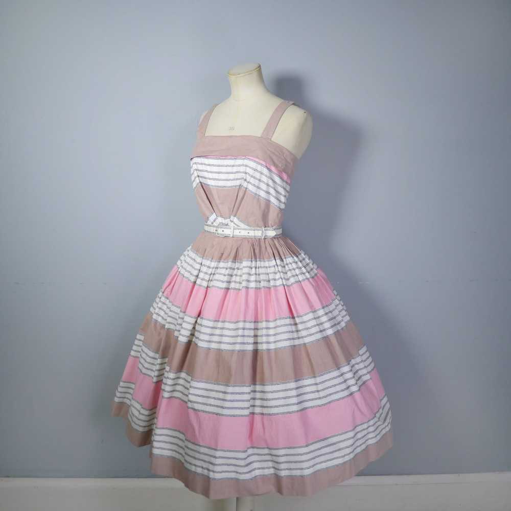 HOLYROOD 50s CHOCOLATE BROWN AND PINK STRIPE FULL… - image 9
