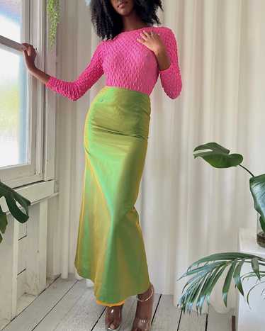 Y2K Iridescent Green Maxi Skirt - image 1