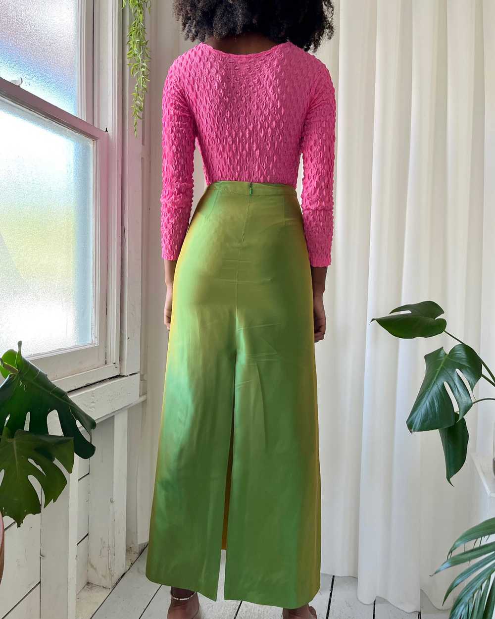 Y2K Iridescent Green Maxi Skirt - image 5
