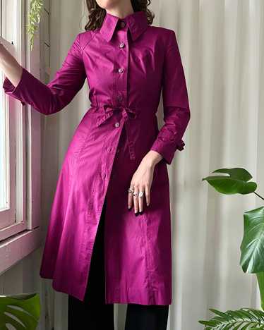 80s Fuchsia Belted Trench