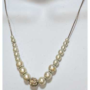 Other Vintage Pearl And Rhinestone Necklace - image 1