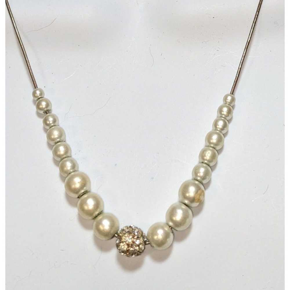 Other Vintage Pearl And Rhinestone Necklace - image 4