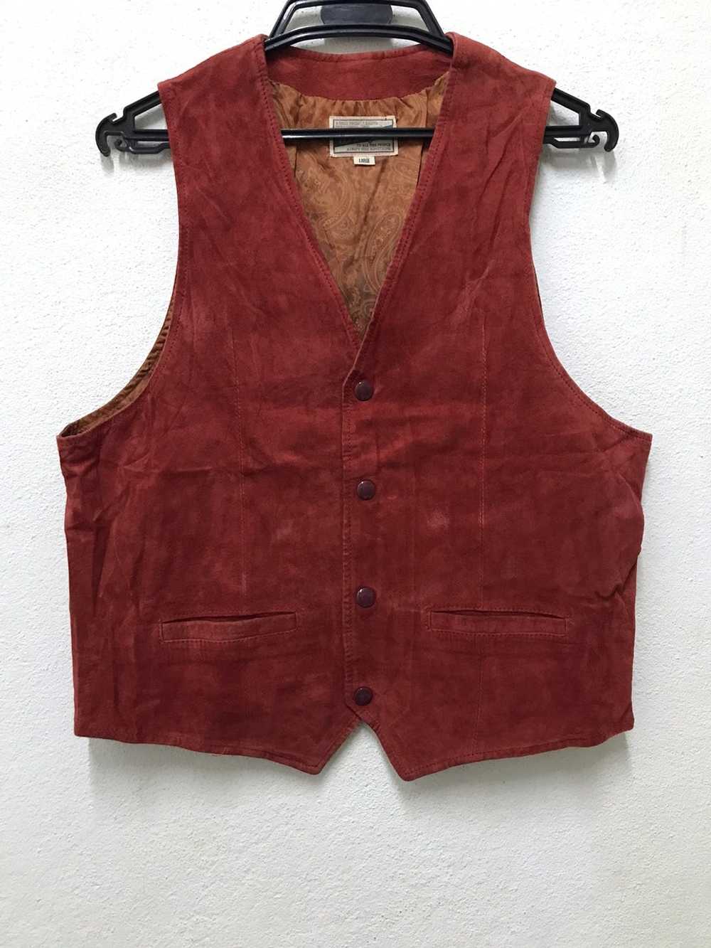 Leather Jacket × Vintage × Wrangler Wrangler Red … - image 1