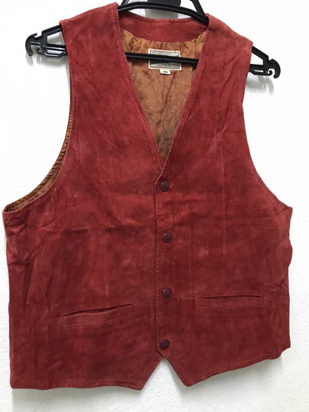 Leather Jacket × Vintage × Wrangler Wrangler Red … - image 3