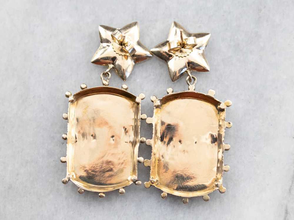 Ornate Texture Gold Drop Earrings - image 5