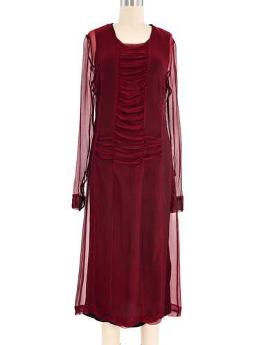 Dries Van Noten Crimson Silk Chiffon Dress