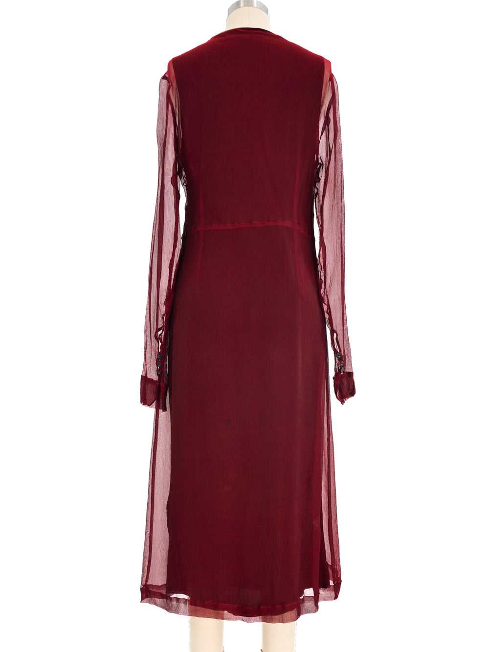 Dries Van Noten Crimson Silk Chiffon Dress - image 4