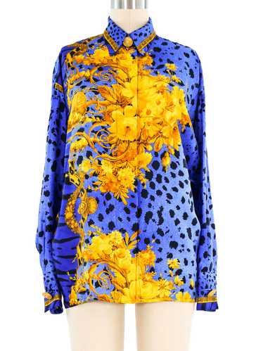 Gianni Versace Couture Baroque Printed Silk Blouse - image 1