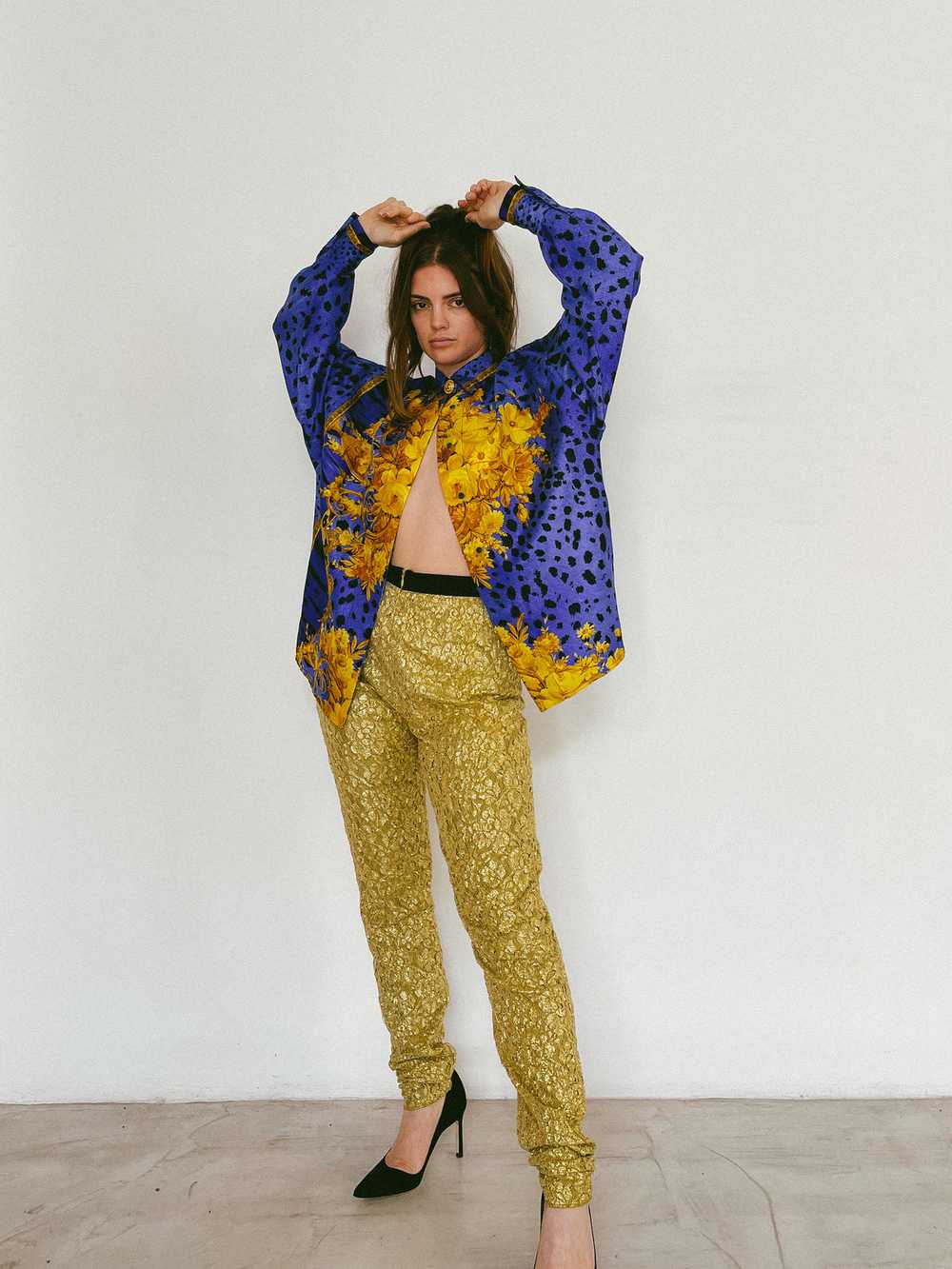 Gianni Versace Couture Baroque Printed Silk Blouse - image 2