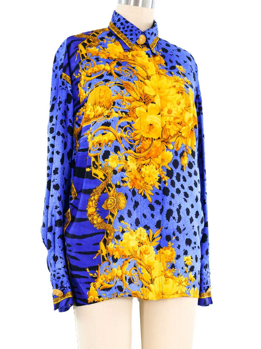 Gianni Versace Couture Baroque Printed Silk Blouse - image 4