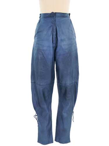 Gianni Versace Leather Lace Up Pants