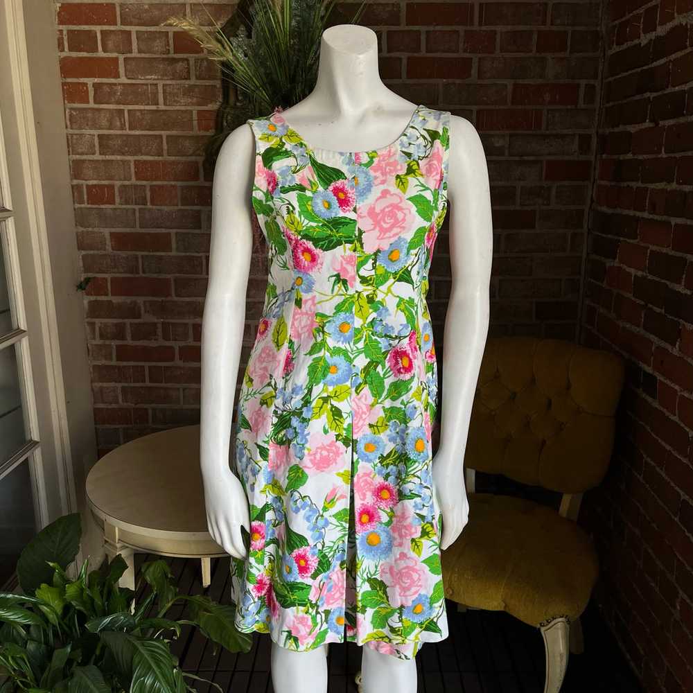 1960s Italian Floral Pinafore - image 1