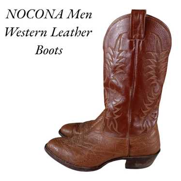 Nocona Nocona Mens Brown Leather Cowboy Boots 3717
