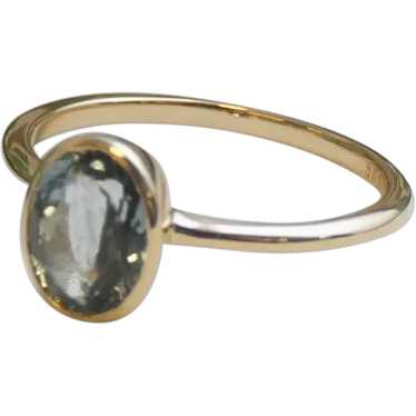 Oval Aquamarine 14kt Yellow Gold Ring Size  7 - image 1