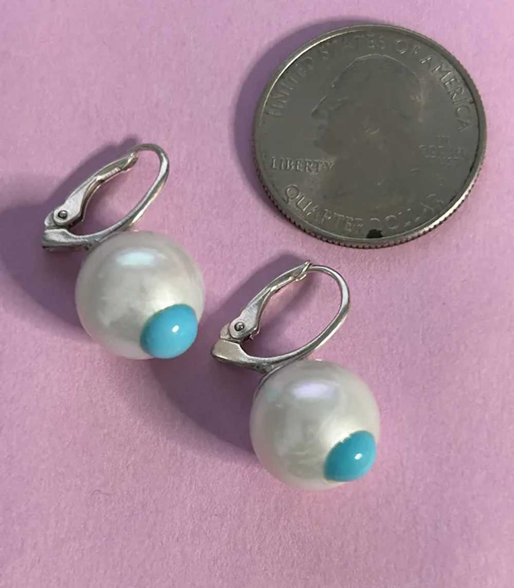 13mm Cultured Pearls, Turquoise Sterling - image 3