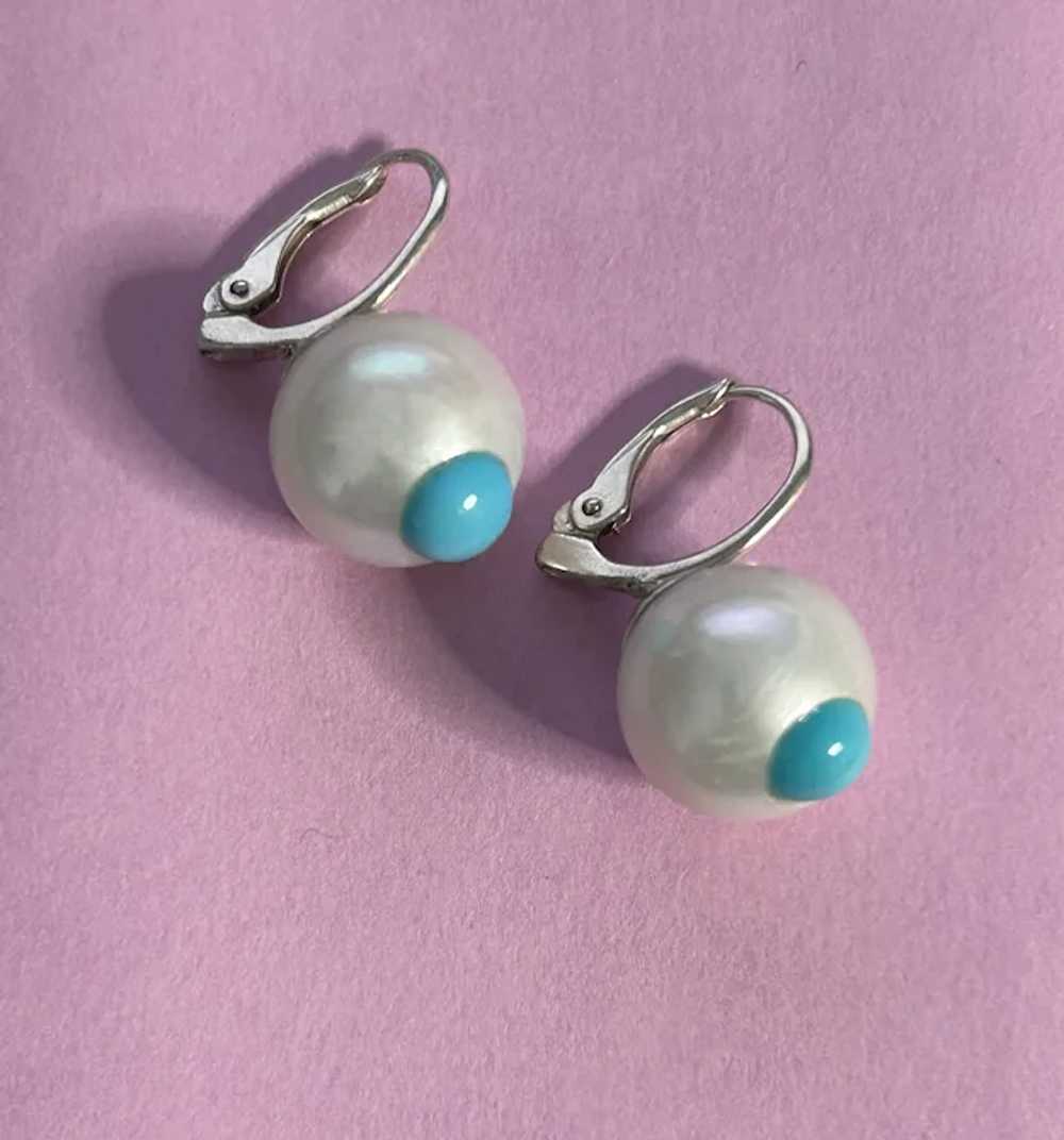 13mm Cultured Pearls, Turquoise Sterling - image 4