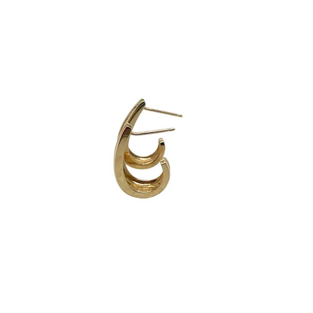 14K Yellow Gold Diamond Hoop Earring - image 2