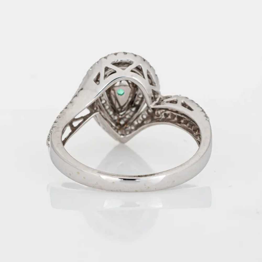 Emerald Diamond Ring Estate 14 Karat White Gold P… - image 5