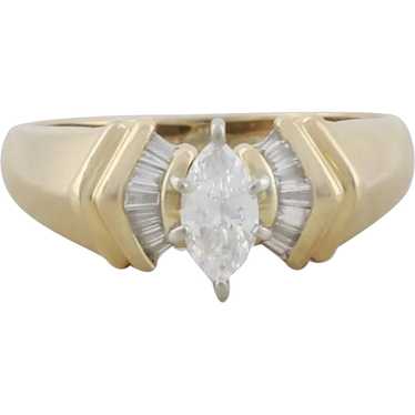 14k Yellow Gold .39 Carat Diamond Marquise Ring S… - image 1