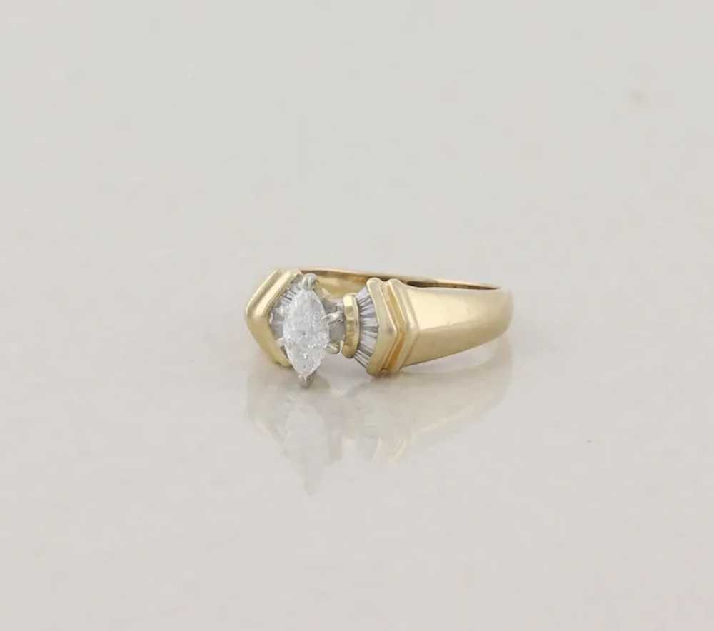 14k Yellow Gold .39 Carat Diamond Marquise Ring S… - image 7