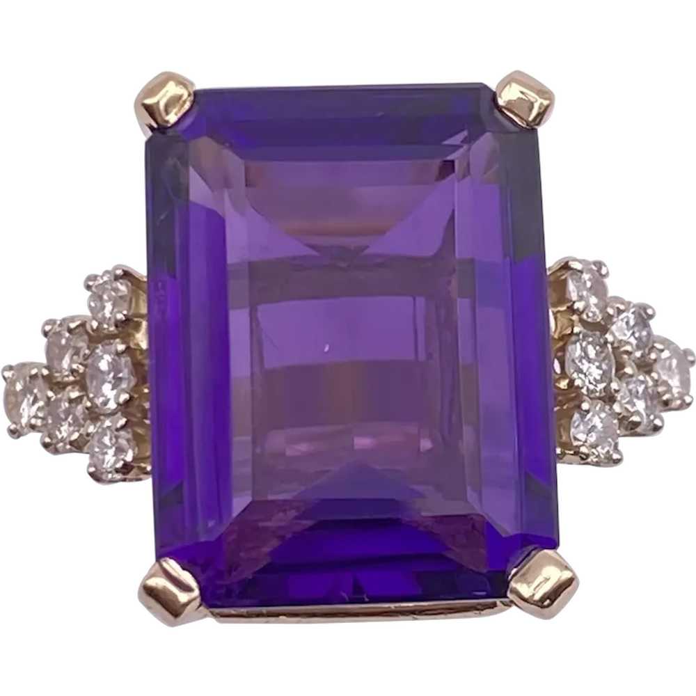 Siberian Amethyst and Diamond Statement Ring 25.4… - image 1