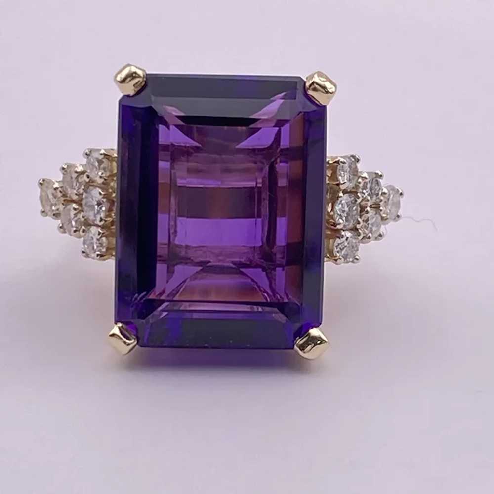 Siberian Amethyst and Diamond Statement Ring 25.4… - image 2