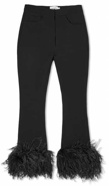 16ARLINGTON Black Feather Trimmed Cropped Trousers - image 1