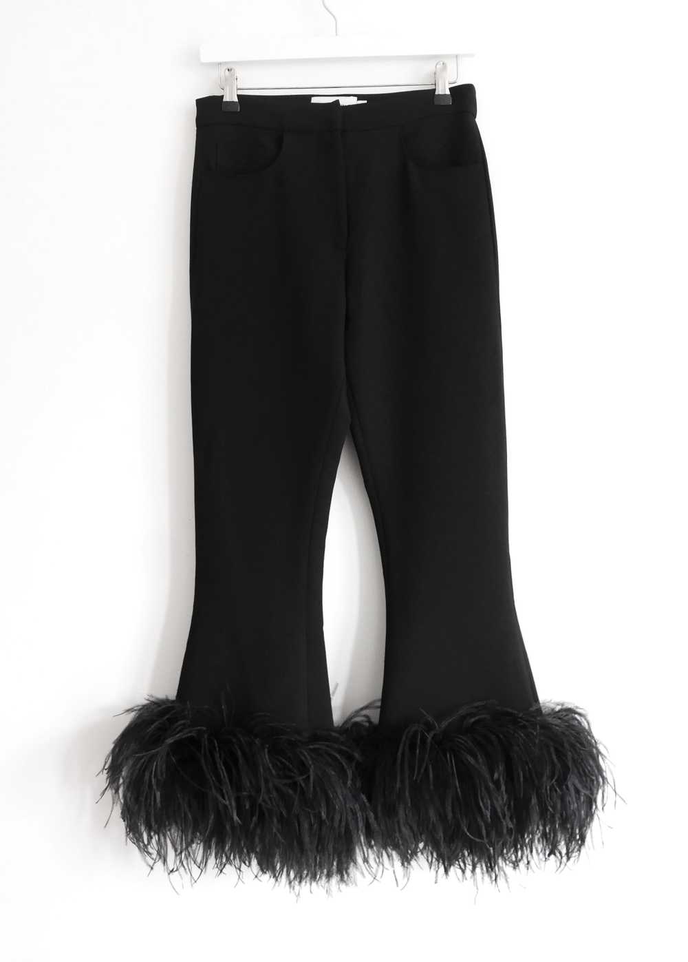 16ARLINGTON Black Feather Trimmed Cropped Trousers - image 2