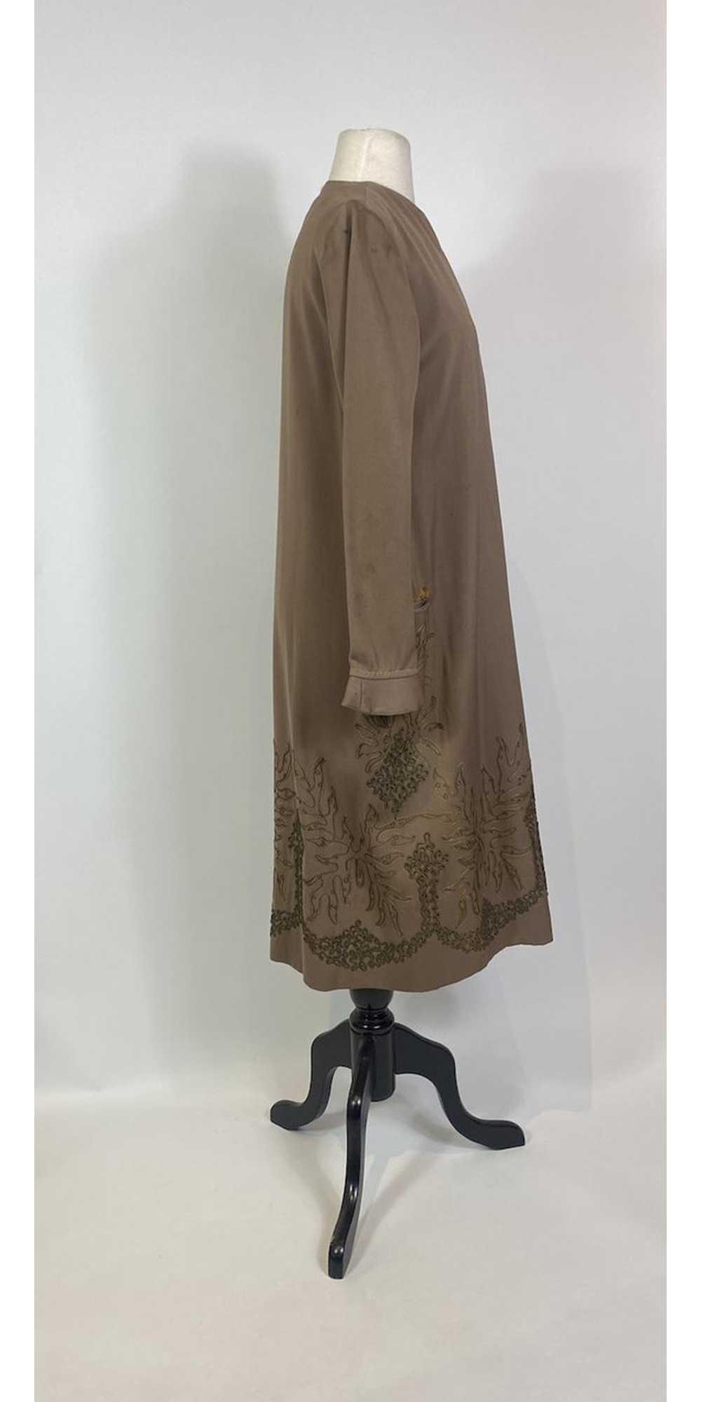 1920s Brown Wool Embroidered Duster Jacket - image 5