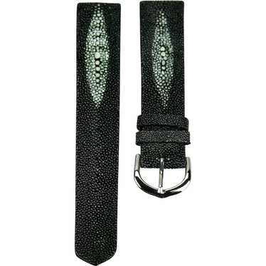 Black Stingray Leather Watch Band With Chromed Met