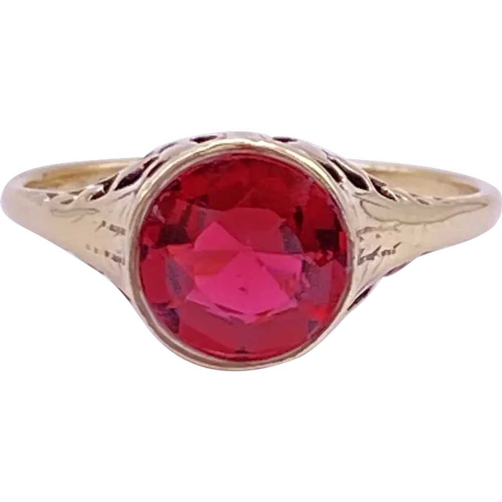 Edwardian Rubellite Tourmaline Solitaire Ring 1.2… - image 1