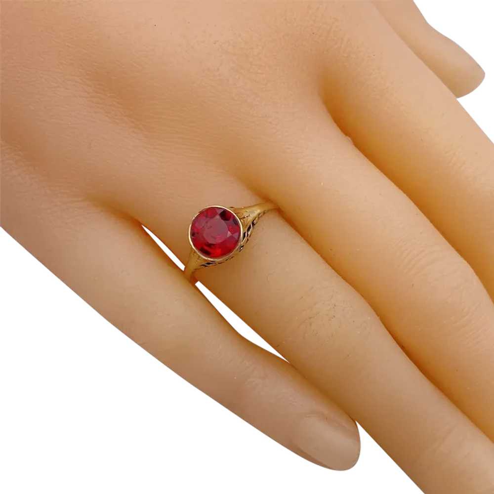 Edwardian Rubellite Tourmaline Solitaire Ring 1.2… - image 2